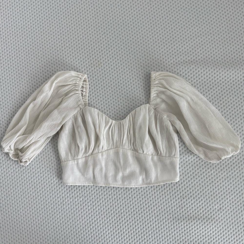 Abercrombie & Fitch Milk Maid White Puff Sleeve Crop Top Size XS